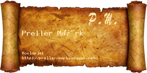 Preller Márk névjegykártya